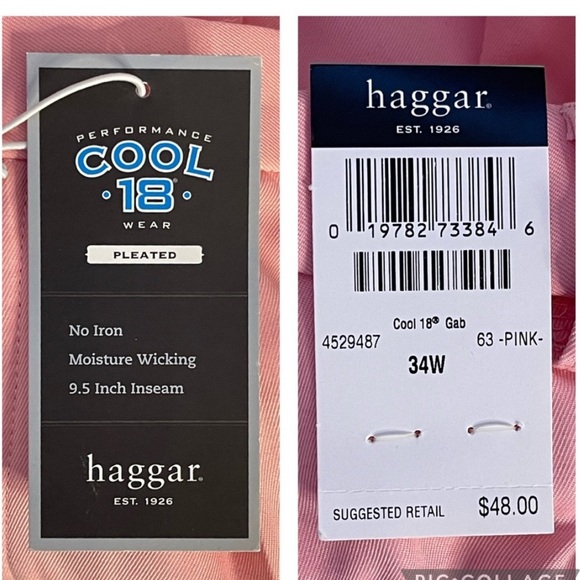 HAGGAR Men’s Performance Wear Cool 18 Pleated Golf Shorts - Picture 4 of 6